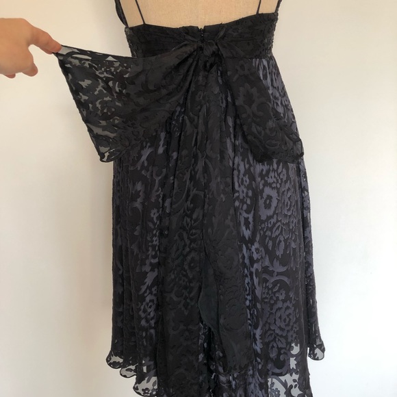 Milly of New York Black Grey Burnout Spaghetti Strap Babydoll Dress 90s Y2K Sz 4 - Picture 7 of 13